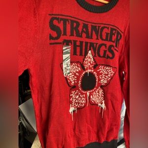 Large Red Dahlia Demogorgon Stranger Things Ugly Christmas Sweater Xmas